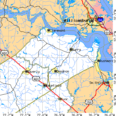 Surry County close-up map
