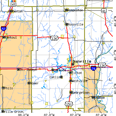Vermilion County close-up map