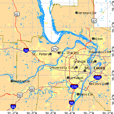 St. Charles County close-up map