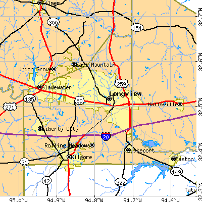 Gregg County close-up map