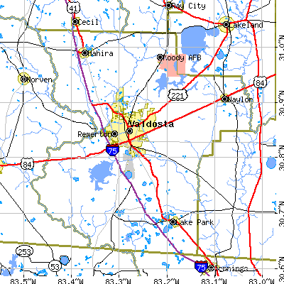 Lowndes County close-up map