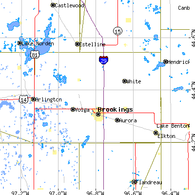 Brookings County close-up map