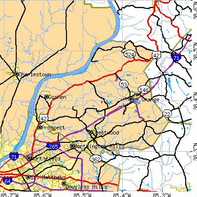 Oldham County close-up map