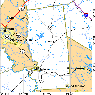 Grimes County close-up map
