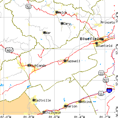 Tazewell County close-up map