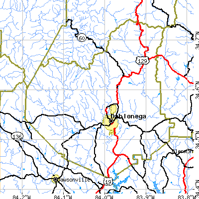 Lumpkin County close-up map