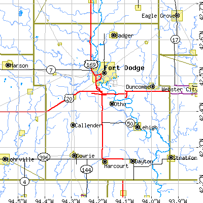 Webster County close-up map