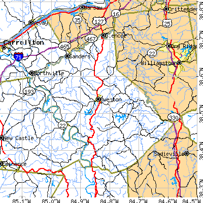 Owen County close-up map