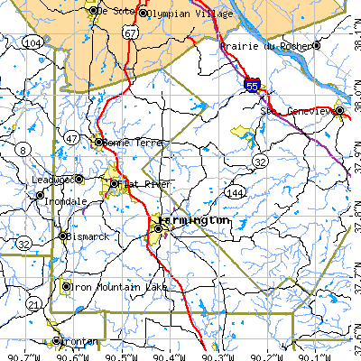 St. Francois County close-up map