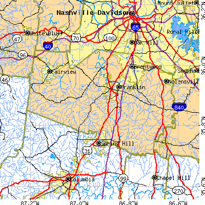 Williamson County close-up map