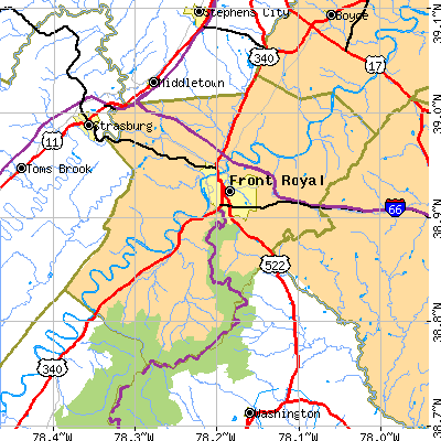 Warren County close-up map
