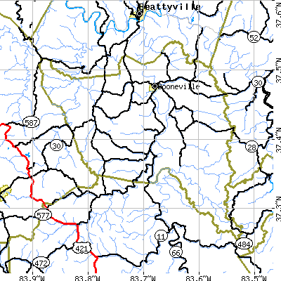 Owsley County close-up map