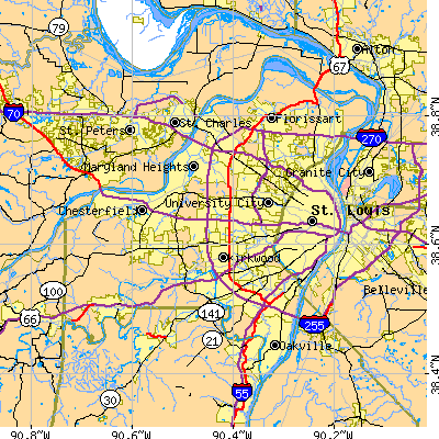 St. Louis County close-up map