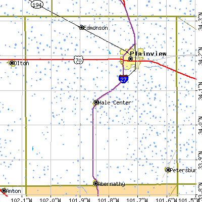 Hale County close-up map