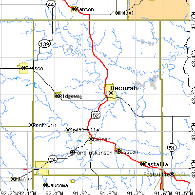 Winneshiek County close-up map