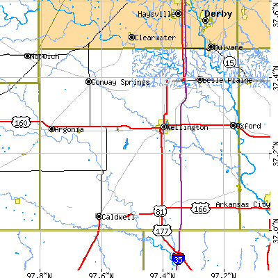 Sumner County close-up map