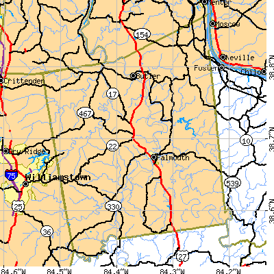 Pendleton County close-up map