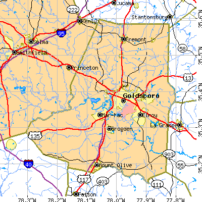 Wayne County close-up map