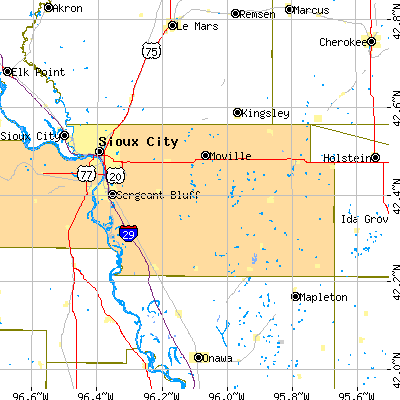 Woodbury County close-up map