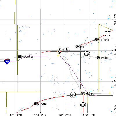 Thomas County close-up map