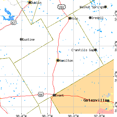 Hamilton County close-up map