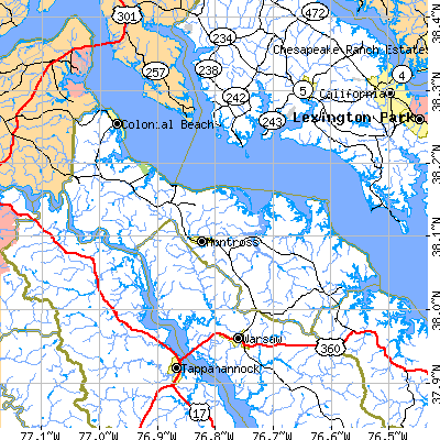 Westmoreland County close-up map