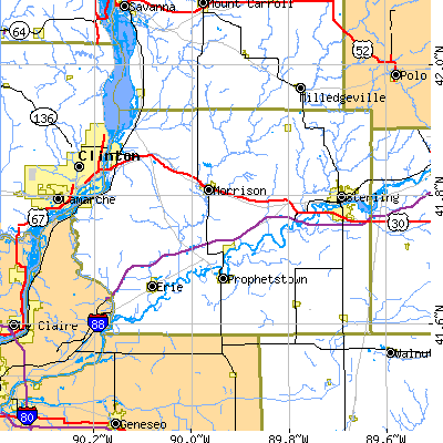 Whiteside County close-up map