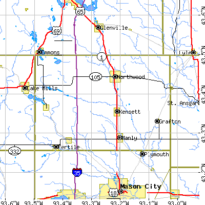 Worth County close-up map