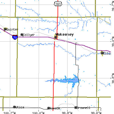 Trego County close-up map