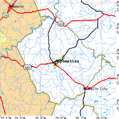 Appomattox County close-up map