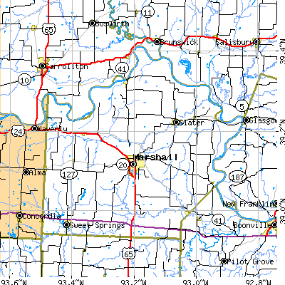 Saline County close-up map