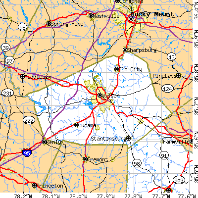 Wilson County close-up map