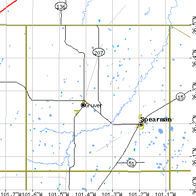 Hansford County close-up map