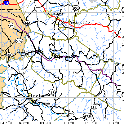 Powell County close-up map