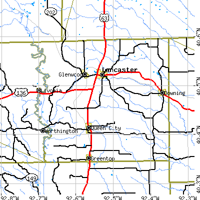 Schuyler County close-up map