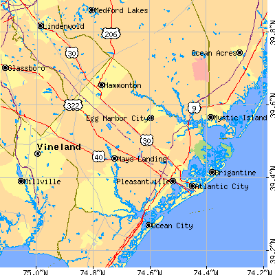 Atlantic County close-up map