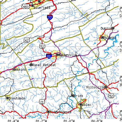 Wythe County close-up map