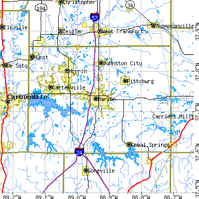 Williamson County close-up map