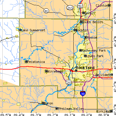 Winnebago County close-up map