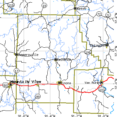 Shannon County close-up map
