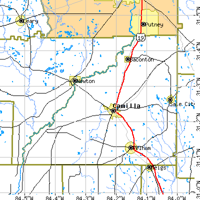 Mitchell County close-up map