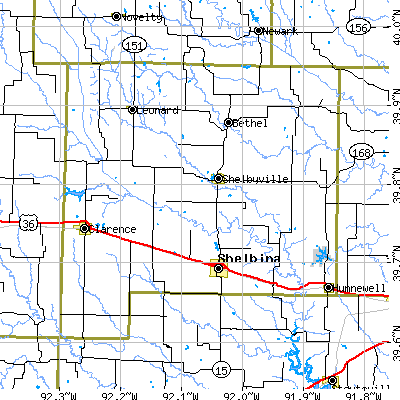 Shelby County close-up map