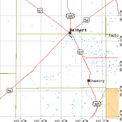 Hartley County close-up map