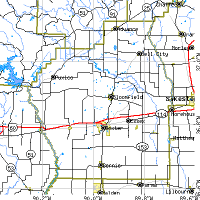 Stoddard County close-up map