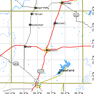 Haskell County close-up map