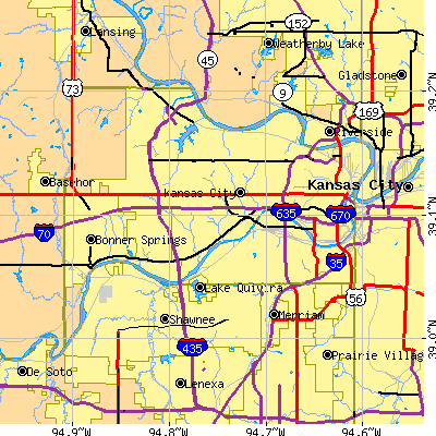 Wyandotte County close-up map