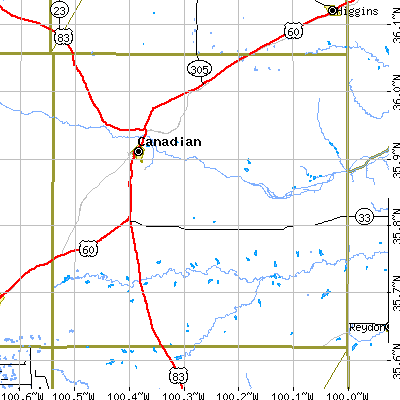 Hemphill County close-up map