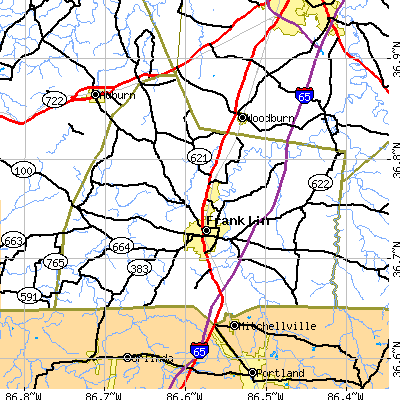 Simpson County close-up map