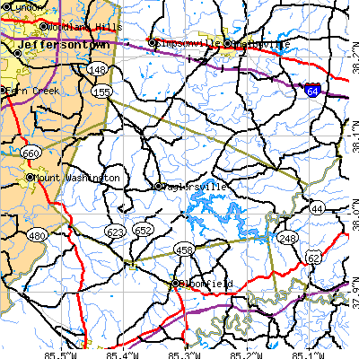 Spencer County close-up map