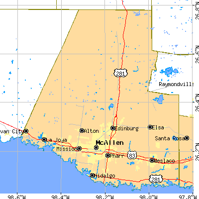 Hidalgo County close-up map